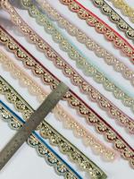 Bordure en dentelle tissée sur mesure avec sequins et broderies, en tulle métallique, design moderne, pour vêtements et chaussures, écologique, lavable, en polyester et rayonne