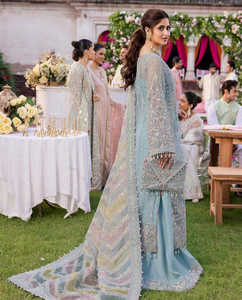 Royal Acrylic Chiffon Embroidered Long Sleeve Anarkali Dress Premium Embellishment Wrinkle Free Lehenga for Women Party Wear - Product Image 4