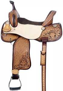 Selle de cheval anglaise et occidentale de qualité supérieure | Selle de plaisir et de sentier en cuir de cow-boy avec arbre en bois | Équitation confortable - Product Image 4