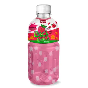 Strawberry Juice with Nata De Coco 310ml Pet Bottle Wholesaler Beverage from Vietnam Free Design Label Fresh Fruit