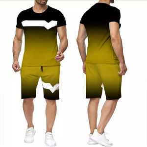 Ensemble short et survêtement d'été unisexe avec logo personnalisé Hommes Femmes Tenues décontractées 2 pièces avec tissu tricoté Survêtements unisexes - Product Image 1