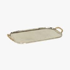 Plateau de présentation de service en laiton plaqué argent au design moderne plateau de service en laiton décoratif pour les derniers ustensiles de cuisine - Product Image 1