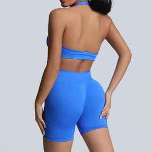 บราโยคะระบายอากาศคอวีผ้าไนลอนเนื้อนุ่มยืดหยุ่นสำหรับผู้หญิงบราออกกำลังกายแบบย้อนกลับได้พร้อมโลโก้ที่กำหนดเอง - Product Image 6