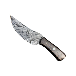 Couteau de chasse de luxe personnalisable OEM, couteau de survie extérieur haut de gamme unique forgé à la main, manche en bois, étui en cuir, acier - Product Image 1