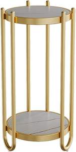 Marco de hierro con mesa auxiliar superior de mármol para dormitorio, oficina y sala de estar para agregar muebles elegantes y funcionales - Product Image 3