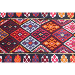2.6x13.9 ft Vintage <b>Runner</b> Rug, <b>Red</b> Orange Turkish Ikat Wool Rug - Product Image 5