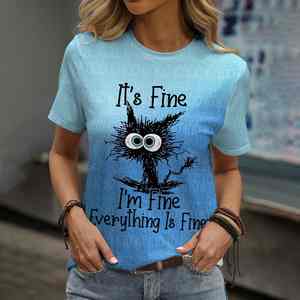 T-shirt décontracté à manches longues et col rond imprimé de lettres de style vintage pour femmes printemps et automne tissé avec logo de décoration de boutons - Product Image 1