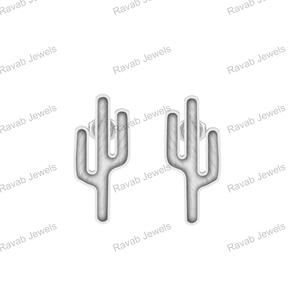 2025 véritable 925 argent Sterling Cactus arbre Design lunette Nature inspiré boucle d'oreille lait maternel bijoux résultats composants - Product Image 1