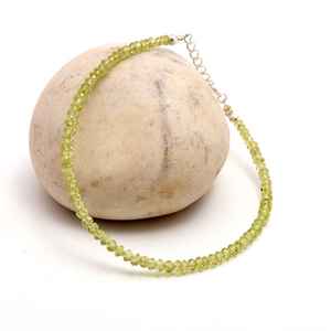 Natural Peridot Faceted Rondelle Gemstone <b>Beaded</b> <b>Bracelets</b> for Women <b>Men</b> 3mm Handmade Dainty Stone <b>Bracelet</b> at Wholesale Price - Product Image 1