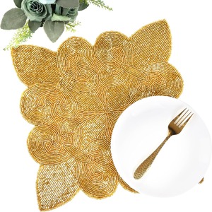 Handmade Embroidery Eco-Friendly Luxury Mother Pearl Shell Beaded Table Placemat Customizable Thin Table <b>Mats</b> - Product Image 1