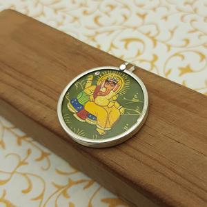 Pendentif en verre en argent 925 avec pendentif de peinture spirituelle de bijoux peints à la main de Lord GaneshArtwork Unique - Product Image 6