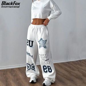 กางเกงทรงหลวมพิมพ์ลายลำลองสำหรับผู้หญิงพร้อมเชือกผูกโพลีเอสเตอร์และผ้าสแปนเด็กซ์สไตล์สตรีทแวร์ - Product Image 6