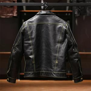 Veste en cuir pour homme, style grande taille 5XL, cuir de vache naturel, simple boutonnage, coupe ajustée, veste en cuir véritable pour homme - Product Image 6