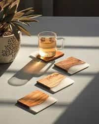 Luxury feast acacia wood coasters (set of 4) stone coasters - Product Image 4