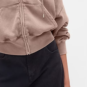 <b>Cropped</b> <b>Hoodie</b> With Custom Logo Design For Wholesale Bulk Buyers With <b>Zip</b> <b>Up</b> Closure And Hood Full Sleeves Design With Hood 2026 - Product Image 4