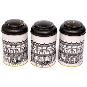 Dia 105x150mm Rond Métal Tin - 1.2L avec Dôme Couvercle vintage paysages urbains illustration City Design - Product Image 1