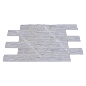 Azulejo de pared de chapa de mármol blanco moderno, decoración ignífuga para el hogar, revestimiento de piedra, superficie rugosa apilada, acentos de pared de piedra - Product Image 1