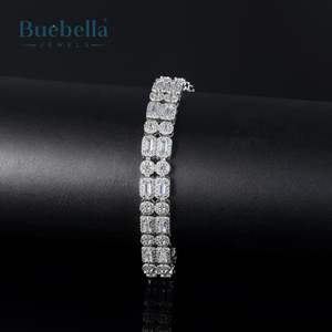 Men's Gift 9mm 925 Sterling Silver 14k White Gold Plating Iced Pink Four Leaf <b>Clover</b> Hiphop Tennis <b>Bracelet</b> Fine Moissanite - Product Image 3