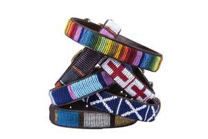 Collar de perro con cuentas de semillas coloridas, Collar de perro de cuero puro hecho a mano y con cuentas, Collar de perro con cuentas de semillas personalizado, se acepta personalizado - Product Image 5