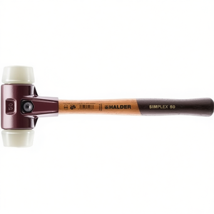 Marteau à tête souple SIMPLEX de 405 mm de longueur, diamètre de la tête de 60 mm, bois dur, nylon blanc, pour travaux métalliques par HALDER - Product Image 3
