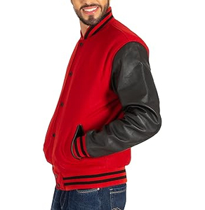 Veste d'université à manches en cuir de laine pour hommes uniforme d'usine corps en laine personnalisé de haute qualité - Product Image 4