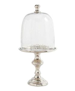 Support à gâteau en métal pour célébration d'anniversaire avec dôme en verre, conçu pour des présentations de desserts mémorables - Product Image 1