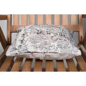 Silver 14x14 Inch Wool Kantha Patchwork <b>Pillow</b> Embroidered Vintage Woven Bohemian Rustic Comfort Decorative Cushion for Floor - Product Image 5