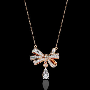 Joyería fina ligera de lujo para niñas y mujeres 10K 14K 18K lazo de oro con collares de diamantes de moissanita - Product Image 1