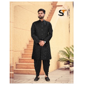 <b>Men's</b> Manyavar Style Designer Kurta Dhoti Set In Jacquard Fabric Kurta And Velvet Dhoti For Wedding And <b>Festive</b> <b>Wear</b> - Product Image 1