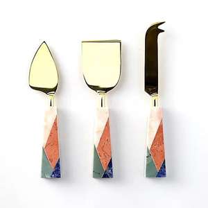 Juego de cuchillos para queso con mango de hoja de latón, cubiertos, Plata pulida, juego de vajilla de Metal personalizado - Product Image 6