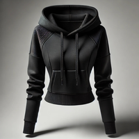 Sweat à capuche long unisexe en polaire polyester/nylon noir brodé de qualité supérieure, écologique, élégant, durable, imperméable et doux pour l'hiver