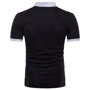 เสื้อโปโลผู้ชายผ้าฝ้าย100% ลายทางสีทึบเสื้อเจอร์ซีย์แขนสั้นแฟชั่นกันยับ - Product Image 4