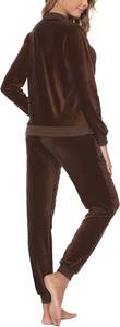 Ensemble de survêtement 2 pièces pour femme, coupe ajustée, confortable, en velours - Product Image 6
