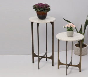 Mesa de muebles de tendencia para el hogar, Hotel, mesas redondas de Color dorado, sala de estar, muebles modernos de Metal y mármol, mesas auxiliares - Product Image 5