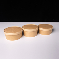 Boîte à emporter jetable de qualité supérieure, récipient alimentaire rond en kraft avec couvercle, logo personnalisé OEM, vente en gros, boîte biodégradable