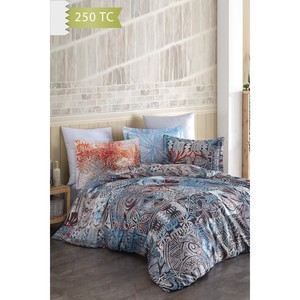 Parure de lit Varol 250 TC à motif géométrique en bambou et coton satiné, taille familiale, ensemble de 4 pièces pour usage domestique - GRAMERCY - Product Image 1