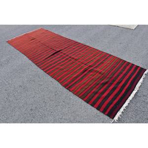 Vintage Rojo Negro Kilim alfombra turca gran área 43X121 pies 10mm de espesor Material de lana látex Rectangular Patchwork para pasillo - Product Image 2