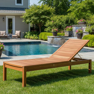 Chaise longue de plage pliable en teck massif au design moderne avec support de réglage en métal, vente en gros d'usine - Product Image 5
