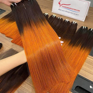 VENTE CHAUDE!! Os vietnamien droit Ombre couleur Orange et noir couleur machine trame extension de cheveux de haute qualité - Product Image 1
