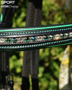 Vente en gros de bride de cheval professionnelle en cuir noir équipement d'équitation licou avec pour chasseur de tuyauterie Western - Product Image 5