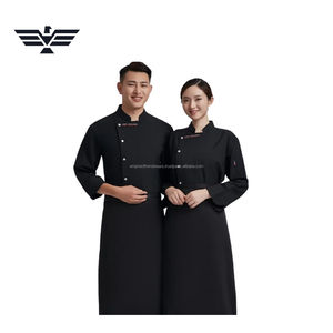 Modern Cotton Chef Uniform Set with Long Sleeve Snap Closure <b>Apron</b> Premium Restaurant & Hospitality <b>Kitchen</b> Wear (Unisex) - Product Image 1