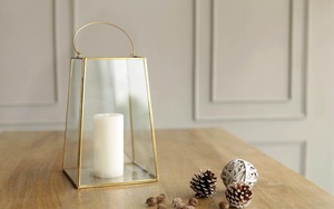 KSN Lanterne en verre décorative de grande taille Pièce maîtresse de table Bougeoir pour la décoration intérieure - Product Image 6