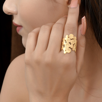 Bague fleur filigrane en laiton de haute qualité plaqué or pour les occasions spéciales bijoux cadeau pour les fêtes de fiançailles