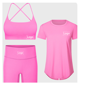 ชุดออกกำลังกาย2ชิ้นของผู้หญิงเสื้อยืดแขนสั้นเลกกิ้งรัดรูปสำหรับใส่เล่นฟิตเนสในฤดูใบไม้ร่วงโลโก้ออกแบบได้ตามต้องการ - Product Image 6