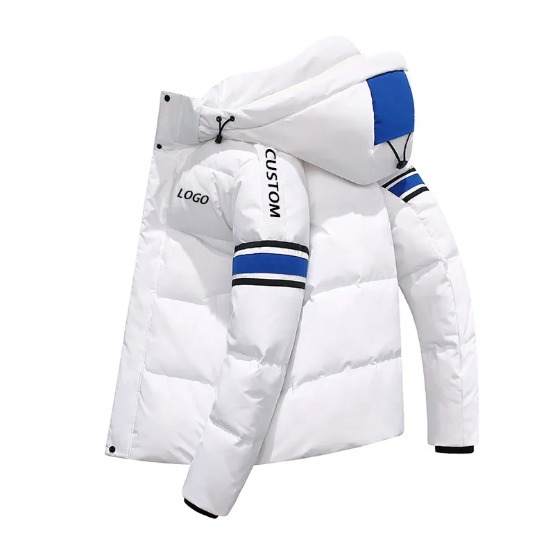 new 2022 style High Quality Custom Winter Jacket Waterproof Thick Warm White Puffer Jacket Men With Hooded