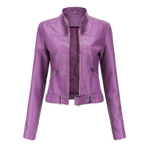 Recién llegado, chaqueta de cuero transpirable para mujer con cuello levantado, punto de moda personalizado teñido liso para invierno, precio bajo - Product Image 1