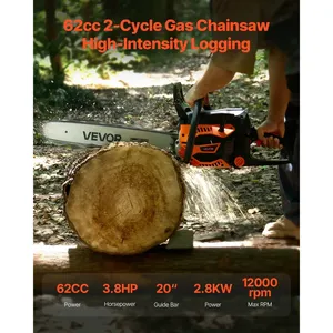 Motosierra de Gasolina VEVOR de 62 cc con Barra de 20 Pulgadas, 3.8 HP de Potencia, Mango Antideslizante, Motor de 2 Tiempos - Product Image 2