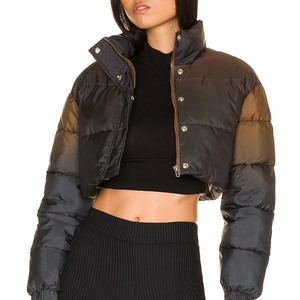 Comfortable <b>Women</b> <b>Puffer</b> <b>Jacket</b> Soft Lightweight Warm Stylish Outerwear Wholesale <b>Crop</b> Top <b>Puffer</b> <b>Jacket</b> Stand Collar Comfort - Product Image 1