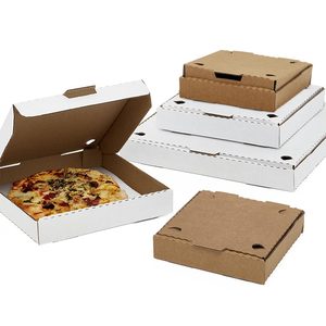 Recycled Corrugated Cardboard Square Pizza Boxes White & Kraft with Embossing Telescope Design for Food Square Box Type - Product Image 1