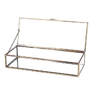 Nouvelle arrivée luxueuse en métal et en verre Boîte à bijoux faite à la main décorative pour la maison - Product Image 1